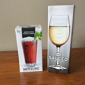 Fun NEW Good Measure Bloody Mary Pint Glass and Sauced Wine Glass - great gift!
